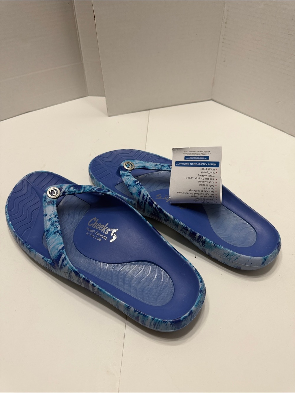 Cheeks Men's Blue Patterned Health Flip-Flop Sandals